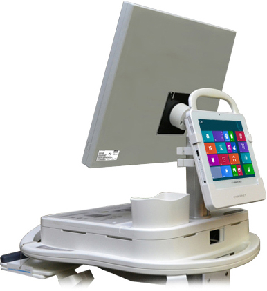 Medical Grade Tablet Attached to Medical Cart